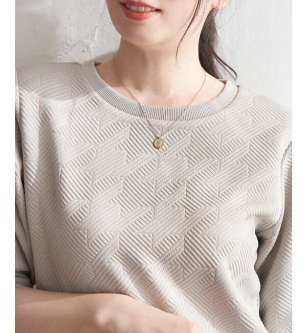 ikka「ふくれジャガード5分袖プルオーバー」|その他|