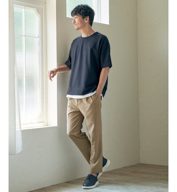 ikka「【吸水速乾】ドライ鹿の子5分袖レイヤードTシャツ」|Tシャツ・カットソー|