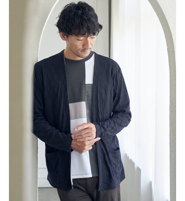 ikka「ジャカードボタンレスカーディガン」|カーディガン|
