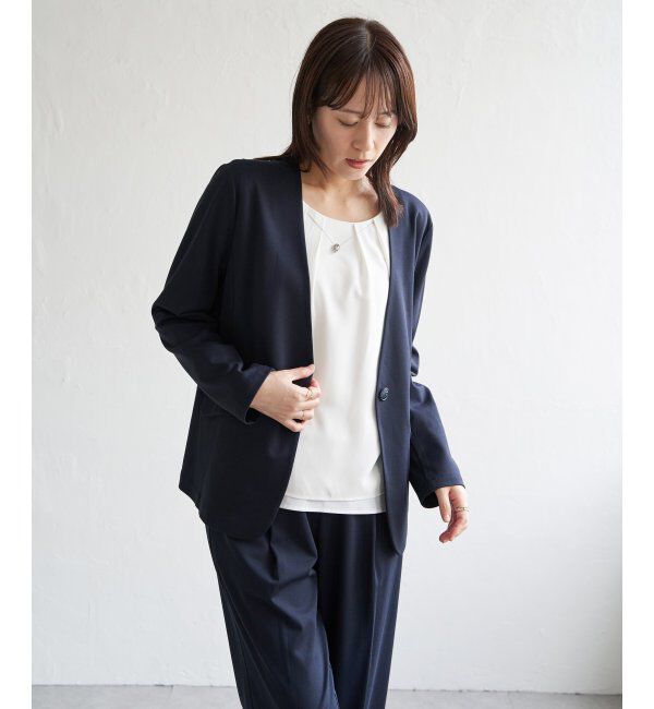 IKKA LOUNGE「【セットアップ対応】GOKU楽ワークノーカラージャケット」|その他|ネイビーブルー