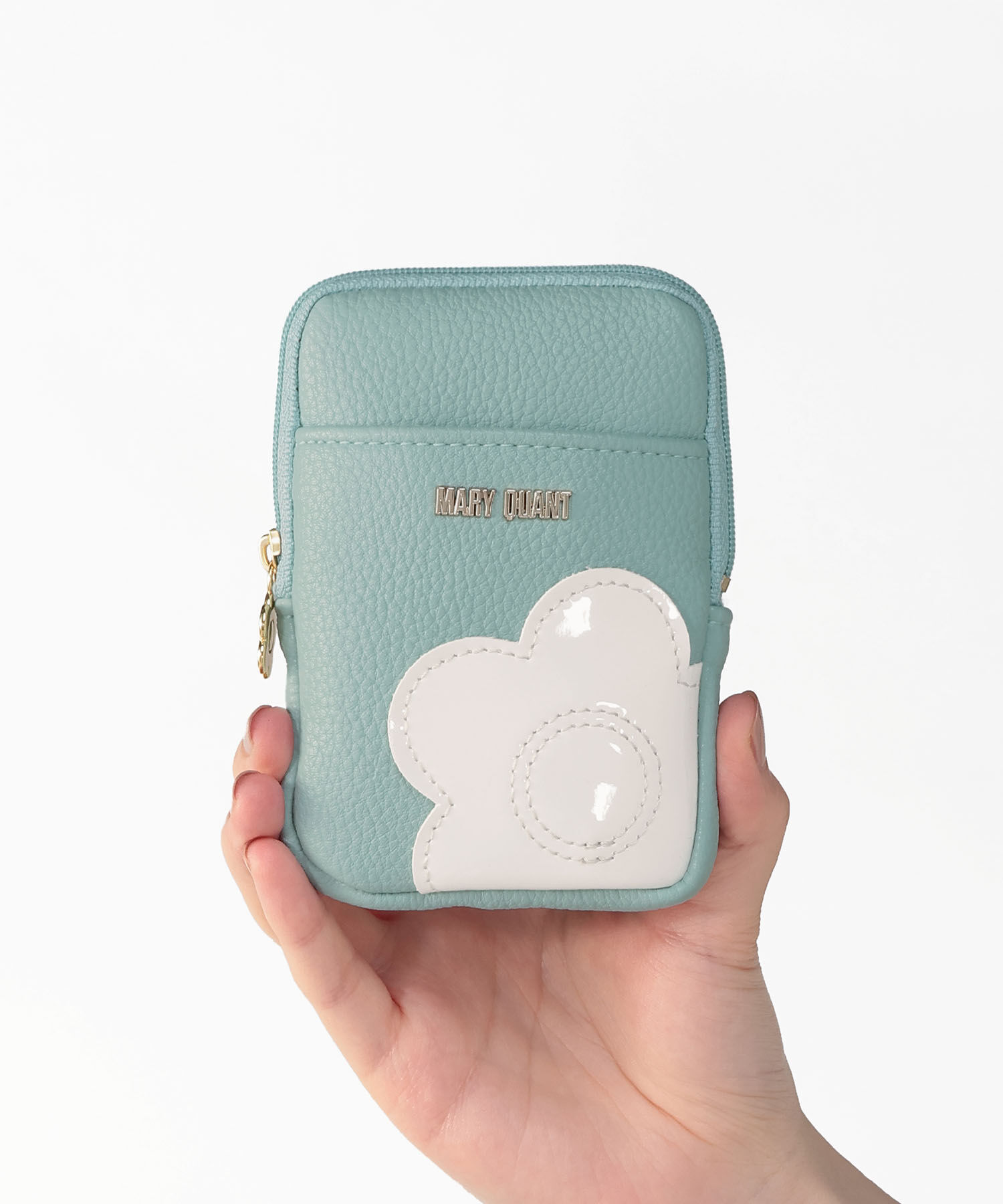 MARY QUANT「シュリンクデイジーパッチ リップポーチ」|ポーチ|ライトブルー