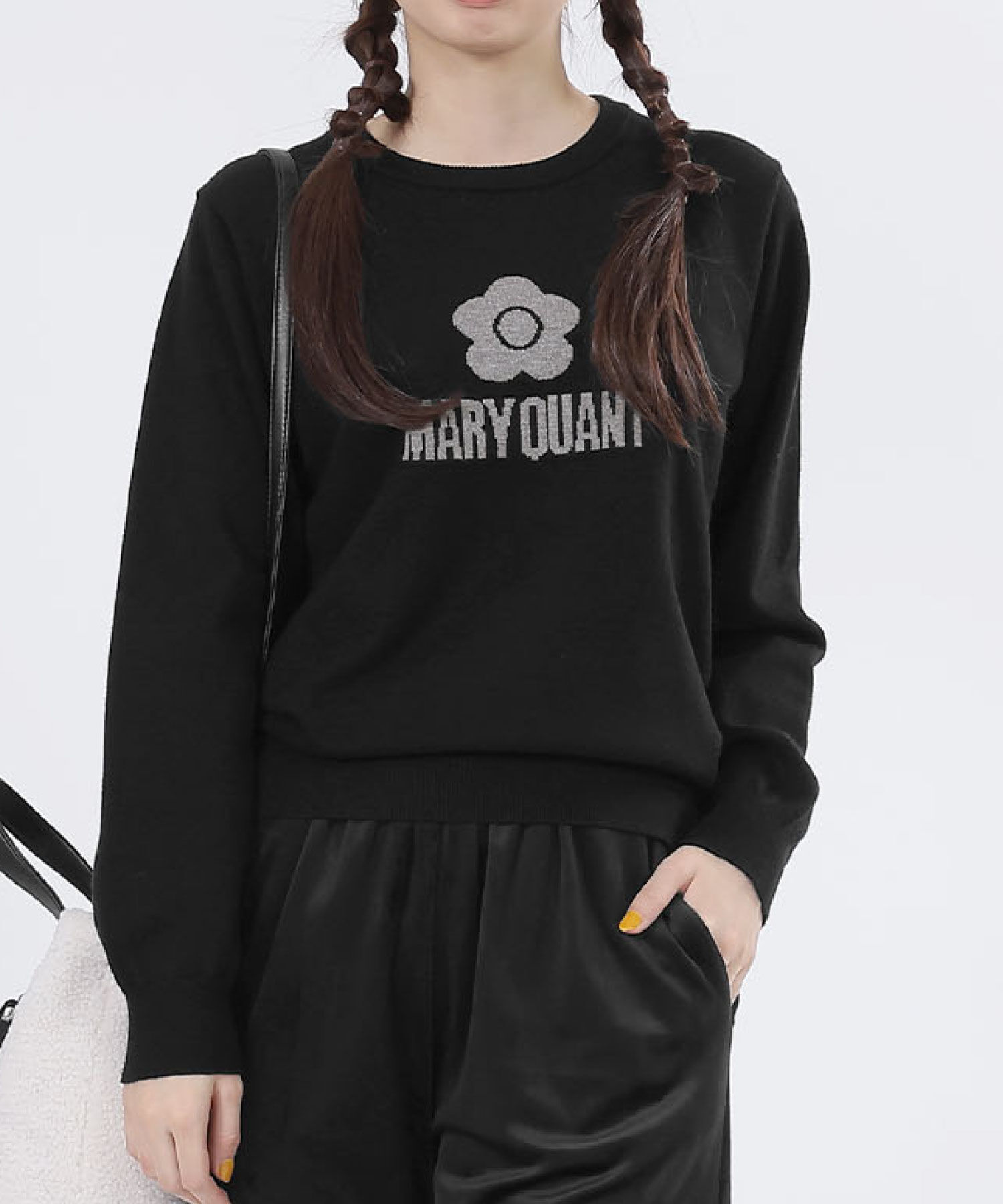 MARY QUANT「シンプルロゴニット プルオーバー」|ニット・セーター|ブラック