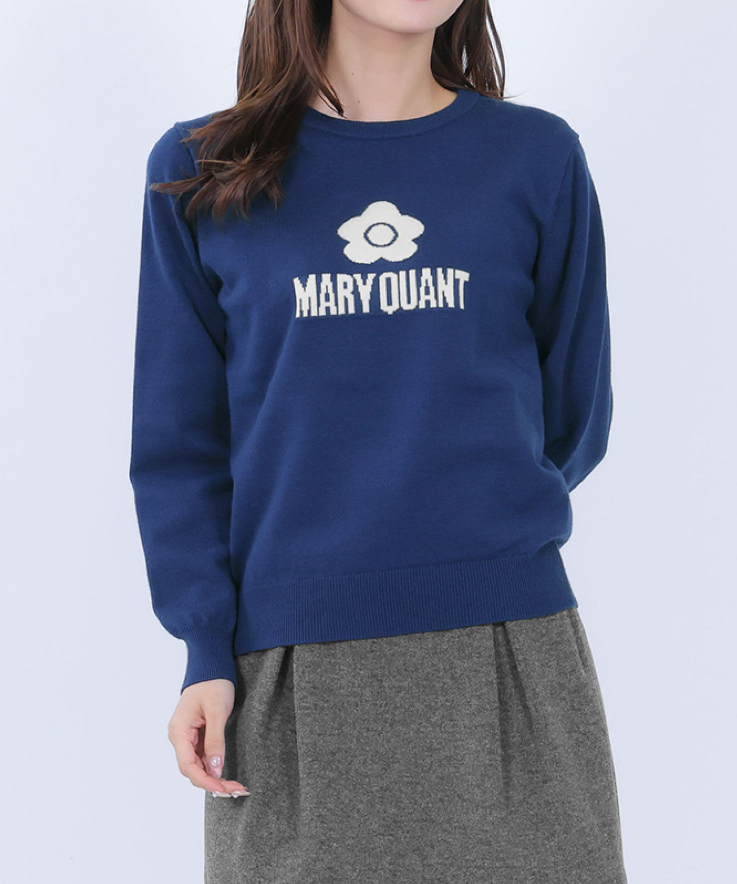 MARY QUANT「シンプルロゴニット プルオーバー」|ニット・セーター|ブルー