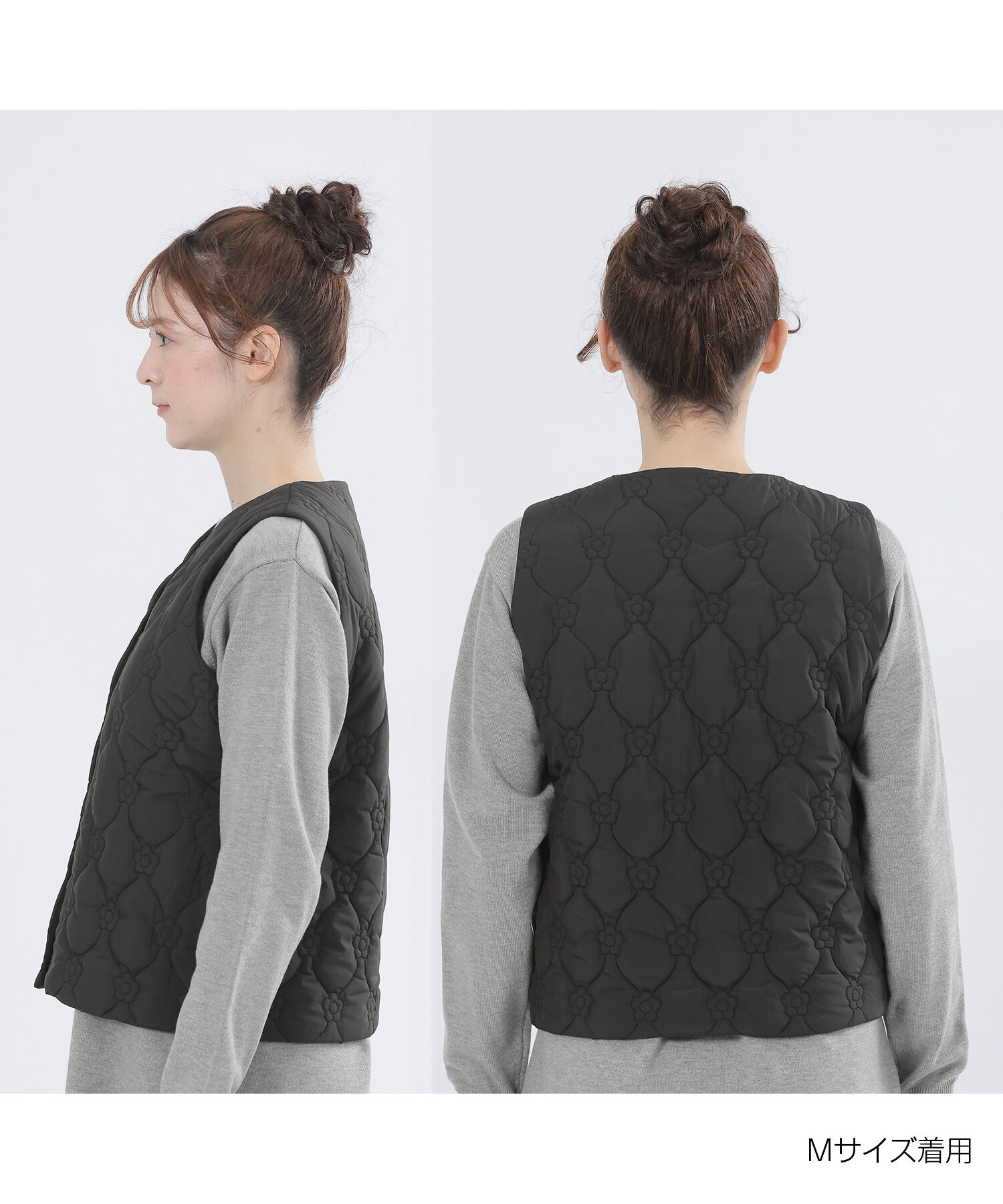 MARY QUANT「デイジーキルトポケッタブル ベスト（ブラック）」|ベスト・ジレ|