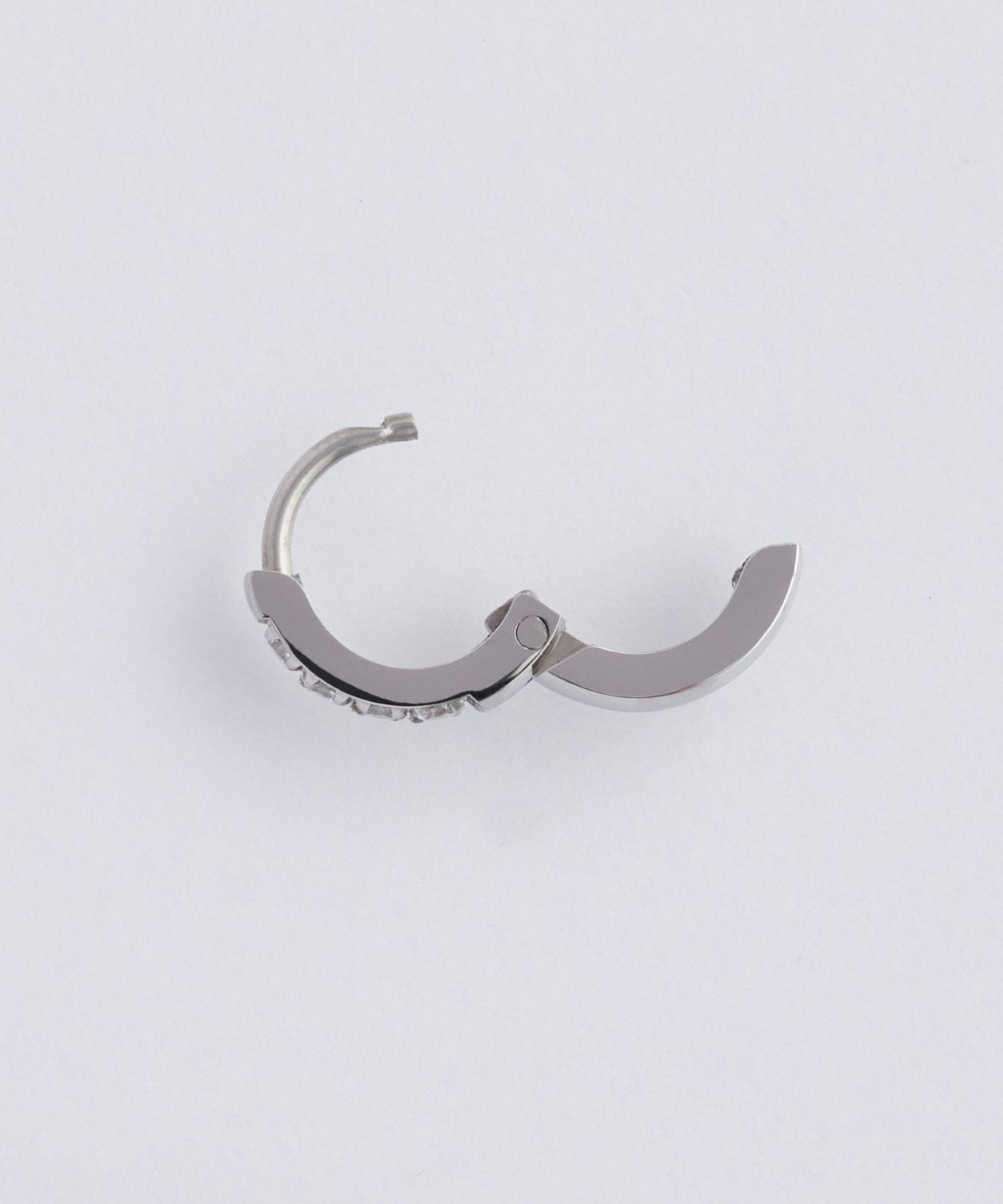 Phoebe「【金属アレルギー対応】ワンタッチビジューフープミニピアス(片耳)/サージカルステンレス シルバー」|ピアス|