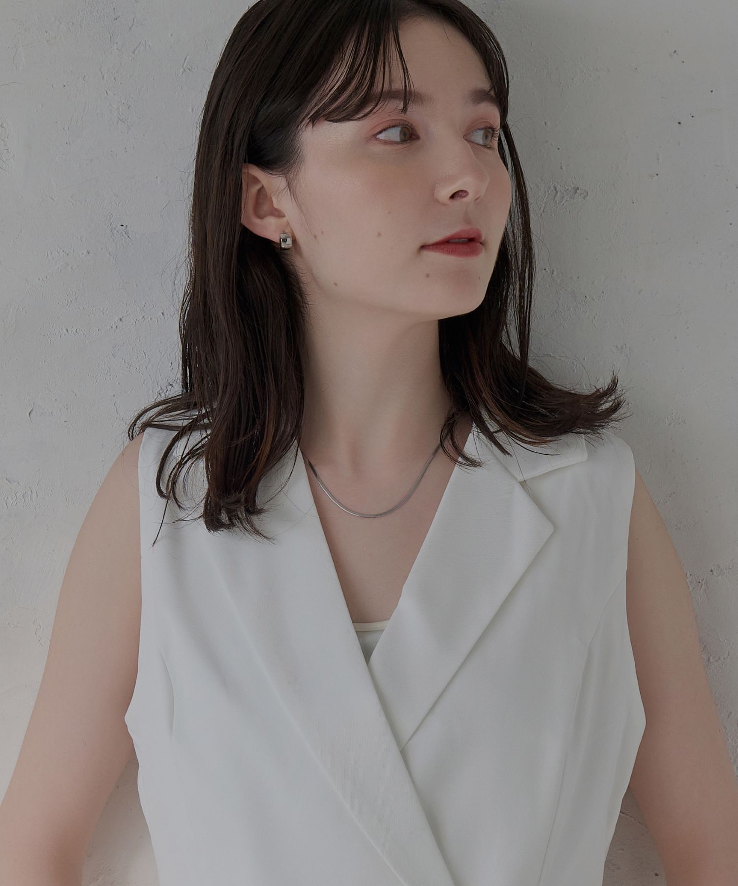  「【金属アレルギー対応】ワンタッチワイドフープミニピアス(片耳)/サージカルステンレス シルバー」|ピアス|