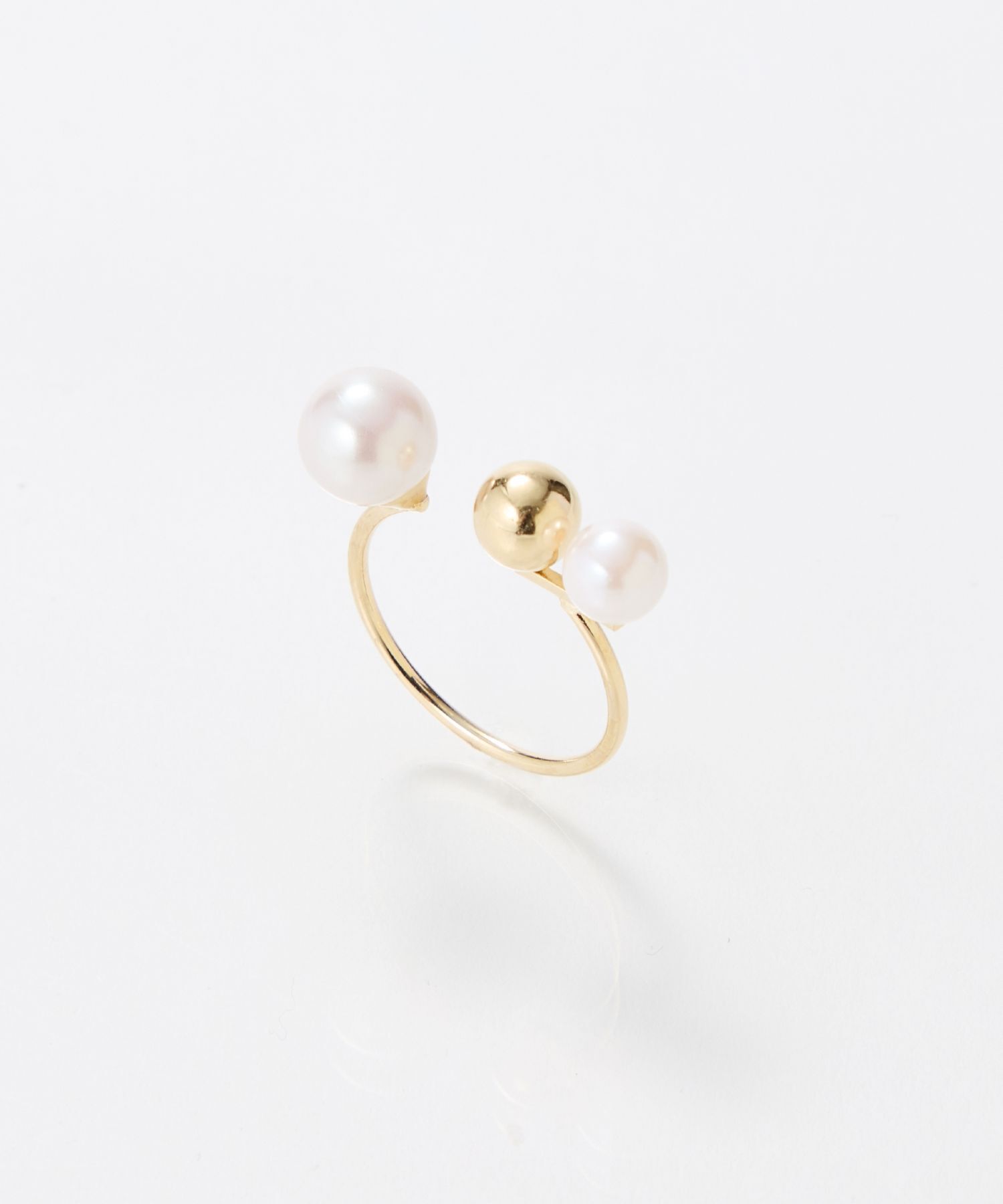 Phoebe「【金属アレルギー対応】ミックスドットリング　ゴールド/ニッケルフリー/パール」|リング|