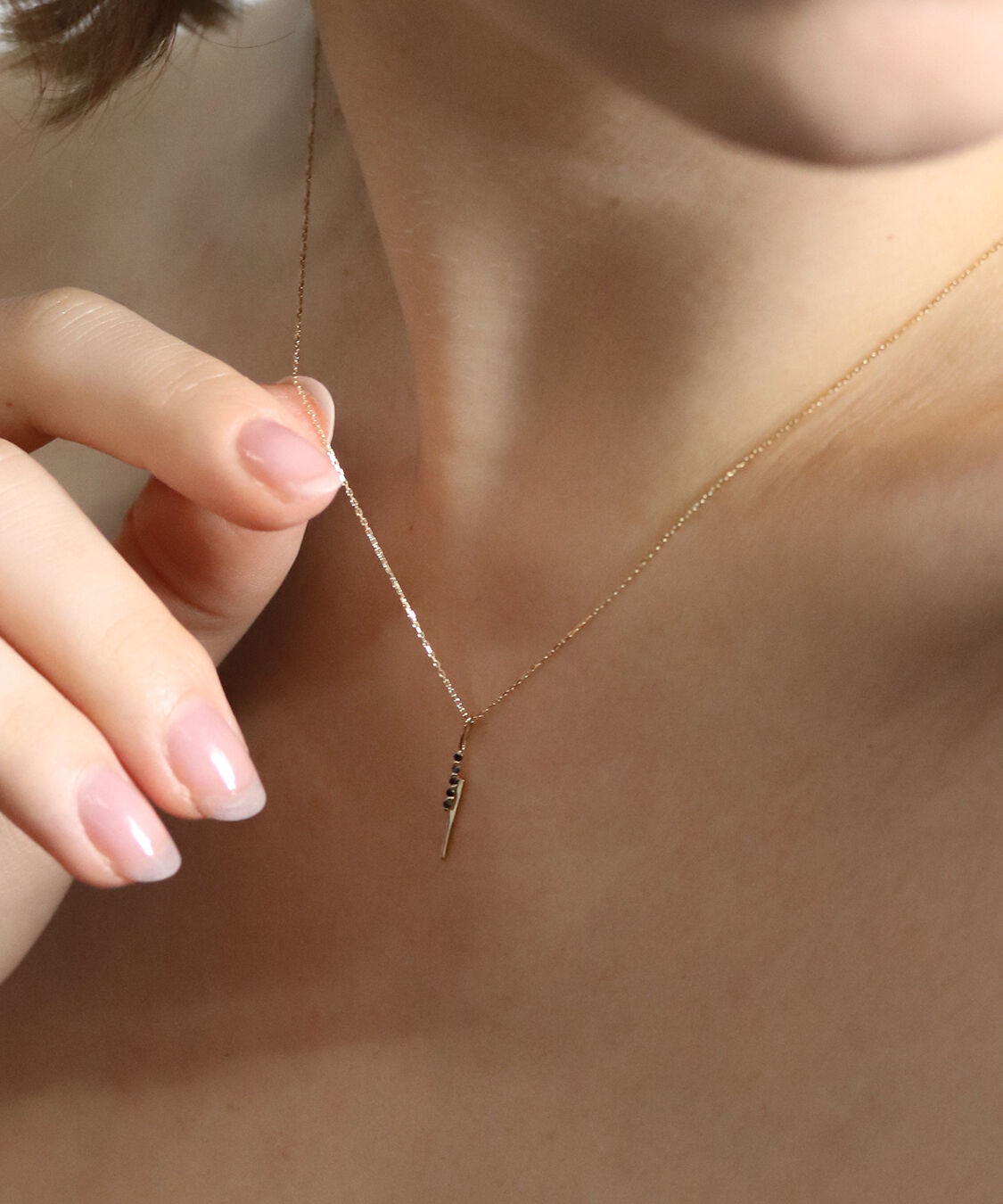  「ブラックダイヤモンド ネックレス | K10YG」|ネックレス|