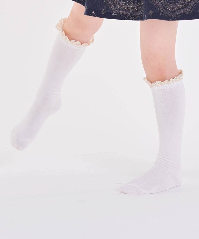 BACKYARD FAMILY「キッズ 女の子 ハイソックス 靴下 通販 ソックス くつ下 膝下 フリル 子供 こども 子ども」|ソックス|