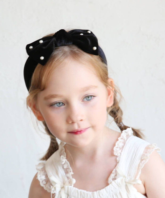 BACKYARD FAMILY「Rora カチューシャ キッズ 通販 ロマンティー ヘッドドレス 髪飾り リボン ベロア パール」|その他|