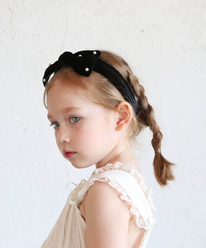 BACKYARD FAMILY「Rora カチューシャ キッズ 通販 ロマンティー ヘッドドレス 髪飾り リボン ベロア パール」|その他|