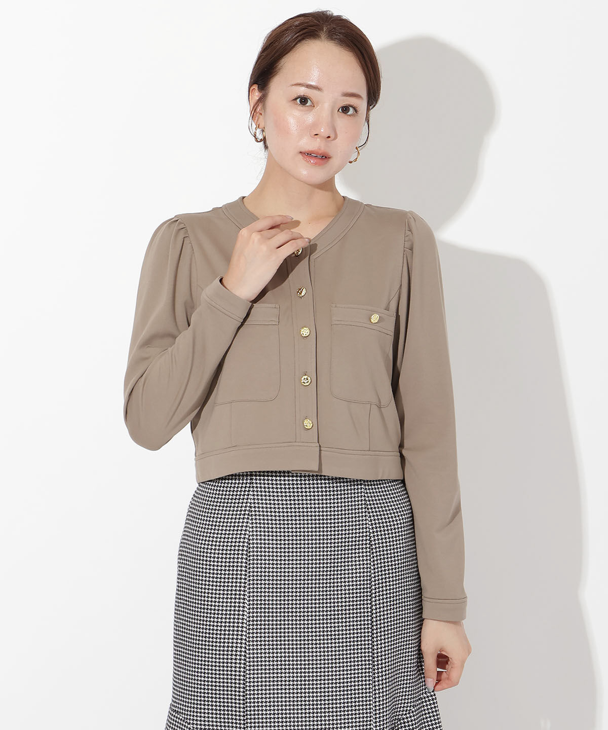 アンドクチュール「ポンチノーカラー長袖ジャケット」|その他|