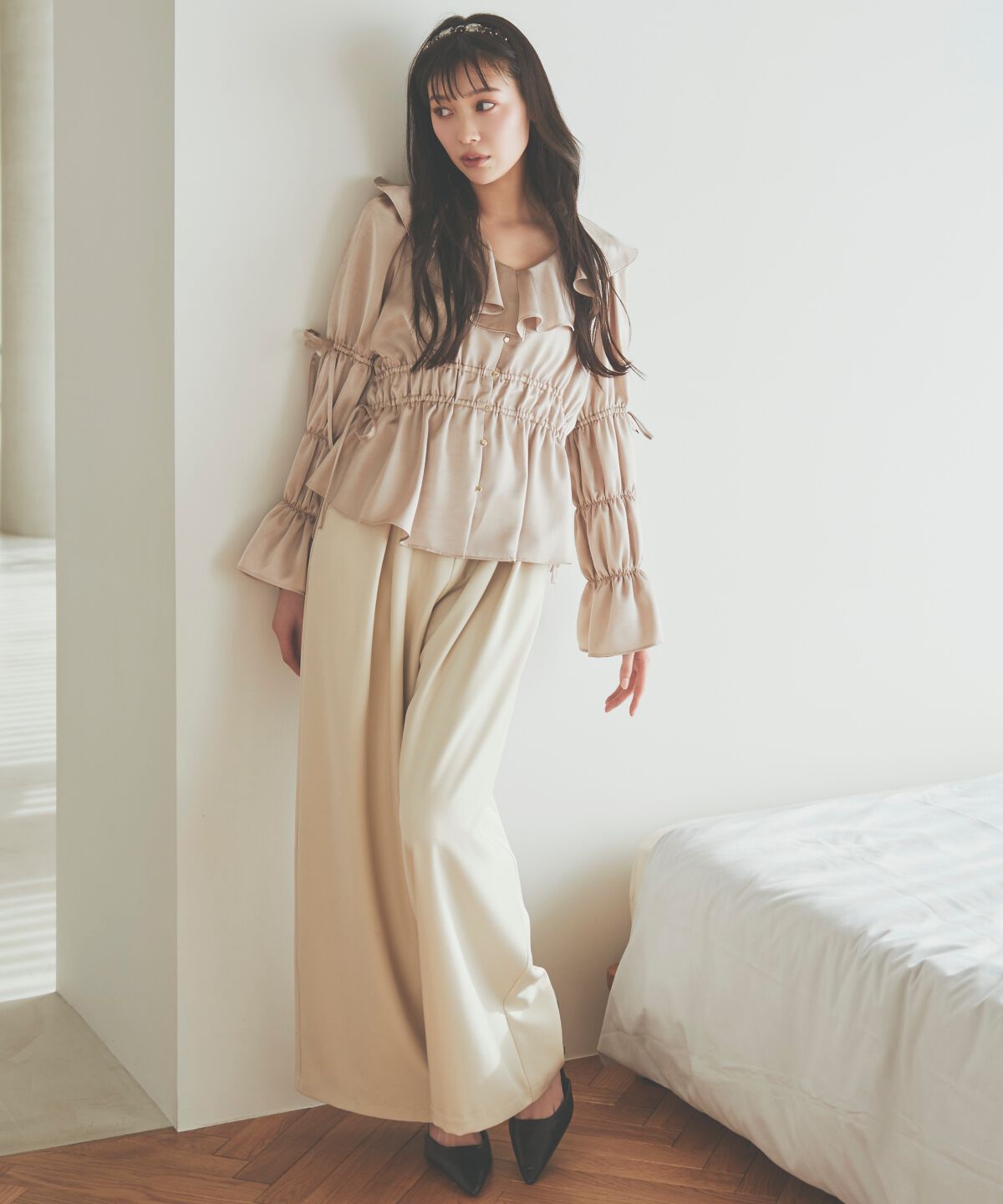 アンドクチュール「ウエストシャーリングブラウス」|シャツ・ブラウス|