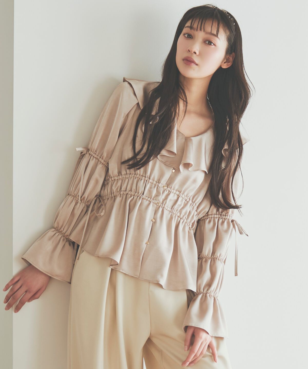 アンドクチュール「ウエストシャーリングブラウス」|シャツ・ブラウス|