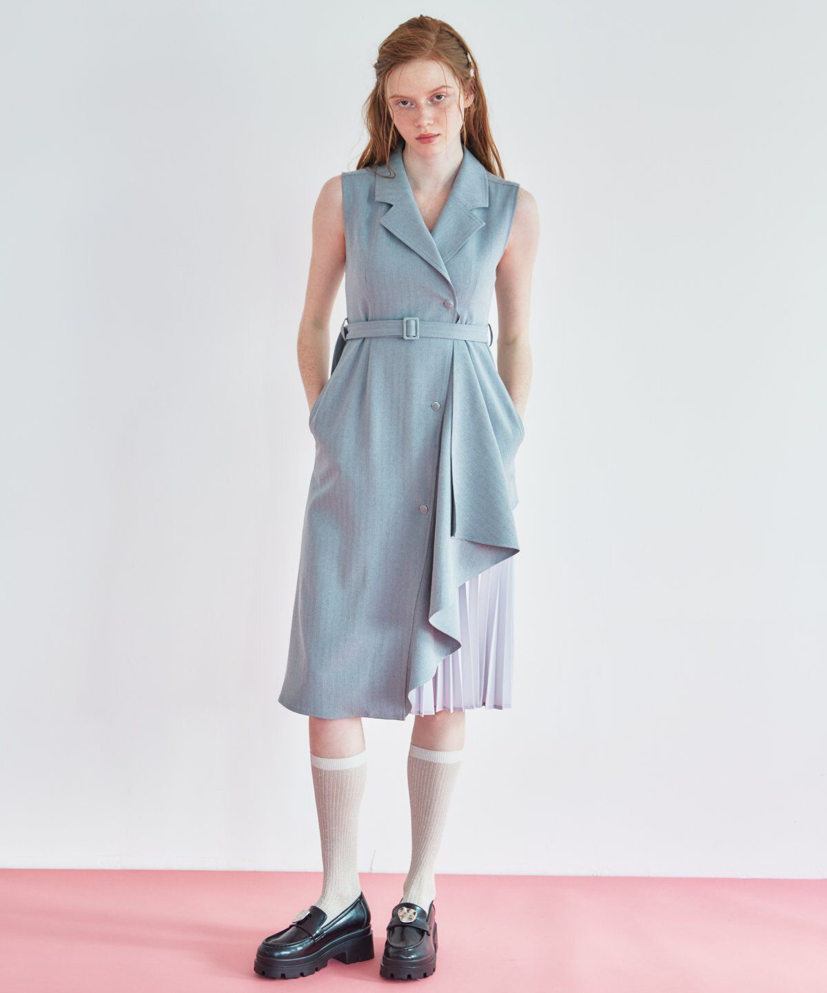 REDYAZEL「ノースリーブサイドプリーツワンピース」|ワンピース|