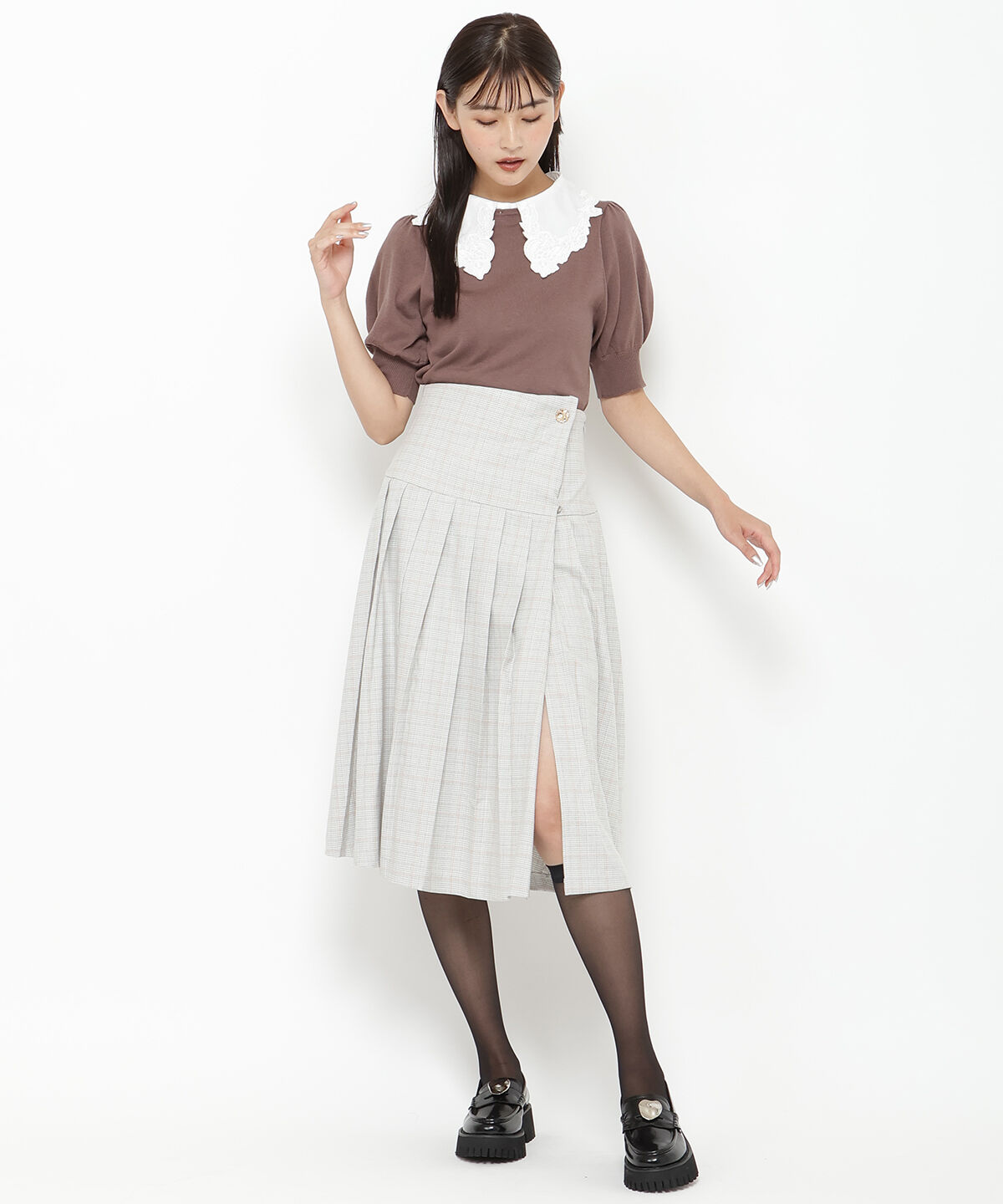 REDYAZEL「ロースイッチングプリーツスカート」|フレア|