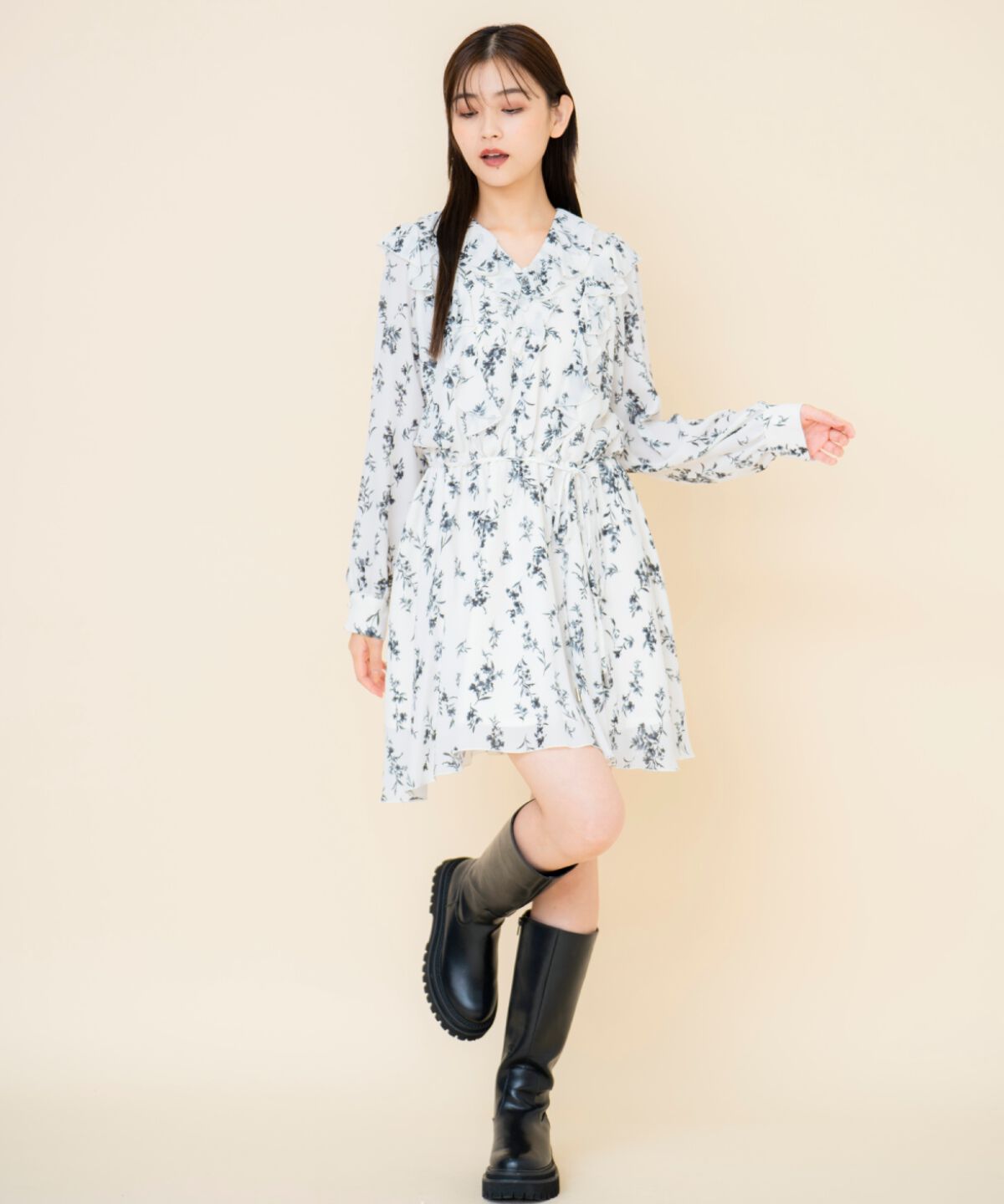 REDYAZEL「フローラルプリントシフォンミニワンピース」|ワンピース|