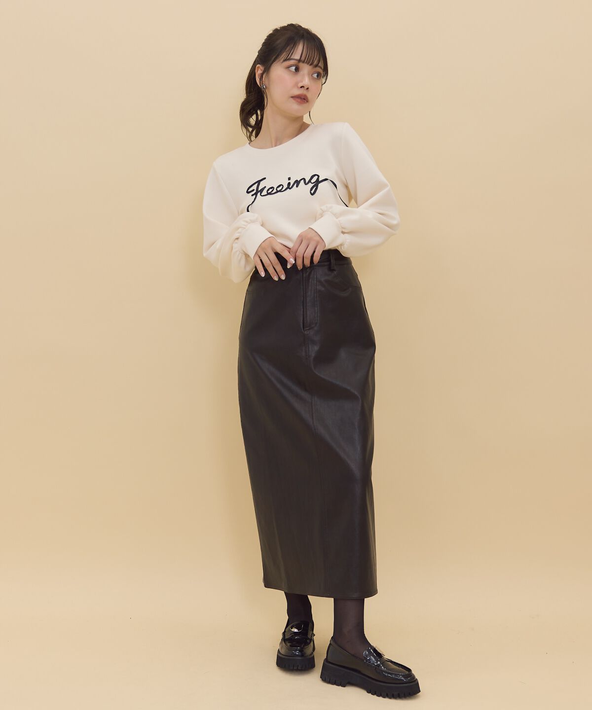 REDYAZEL「レザーロングスカート」|タイト|