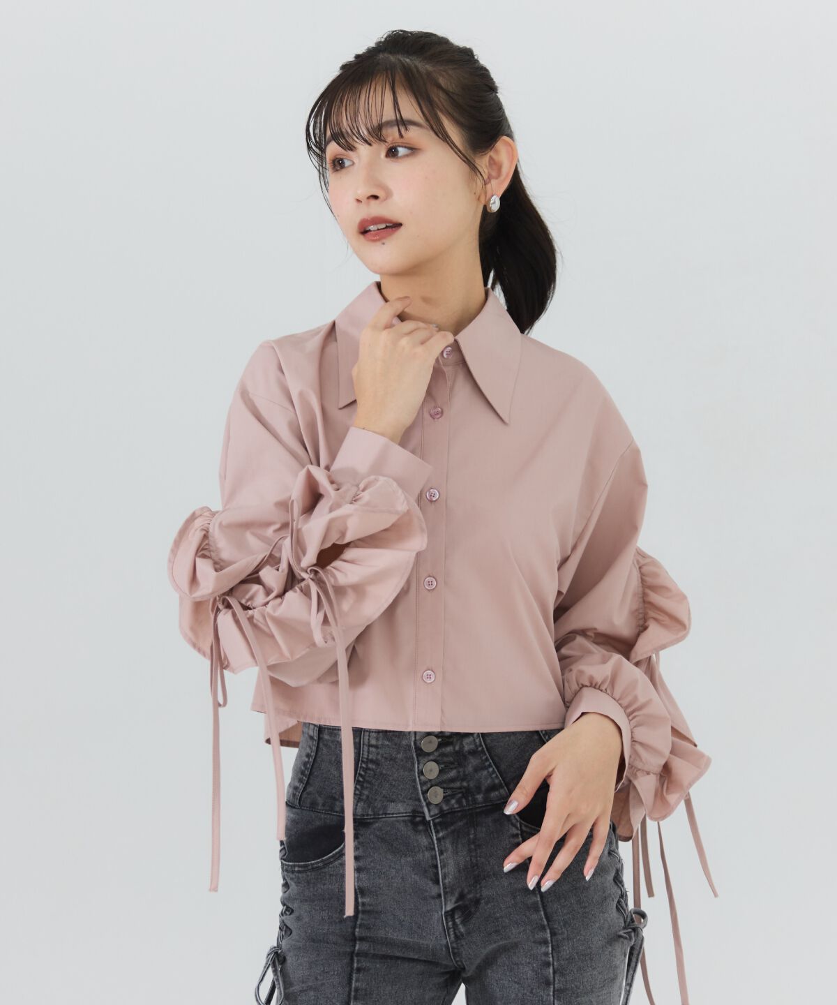 REDYAZEL「カットオフフリルリボンシャツ」|シャツ・ブラウス|