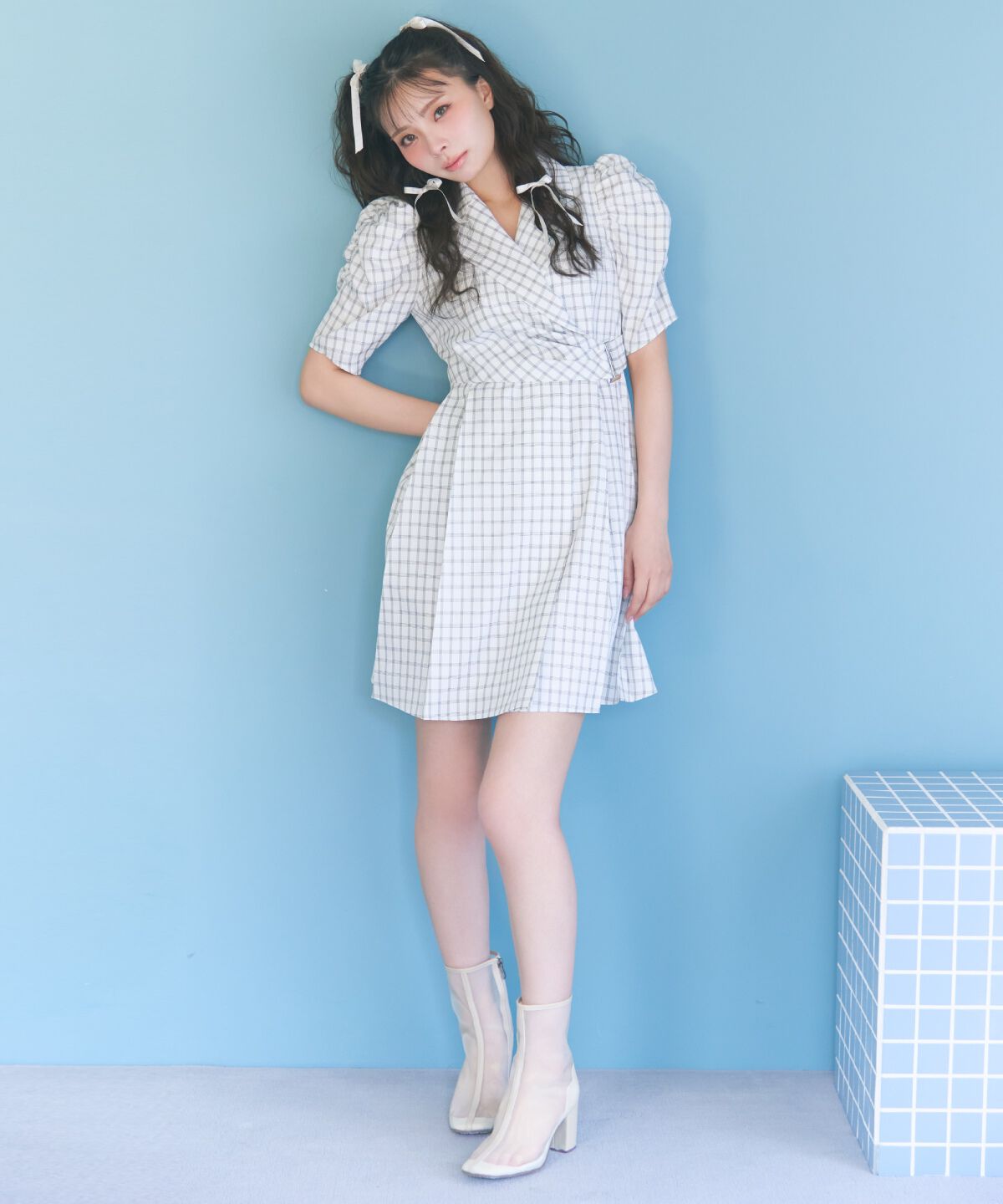 REDYAZEL「チェックミニジャケットワンピース」|ワンピース|オフ