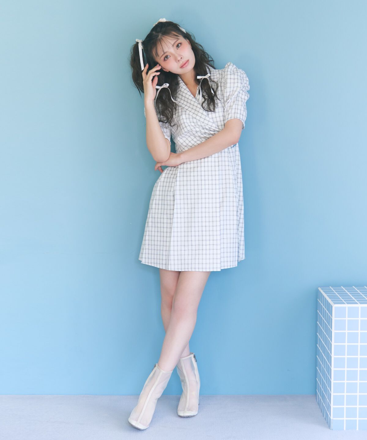 REDYAZEL「チェックミニジャケットワンピース」|ワンピース|