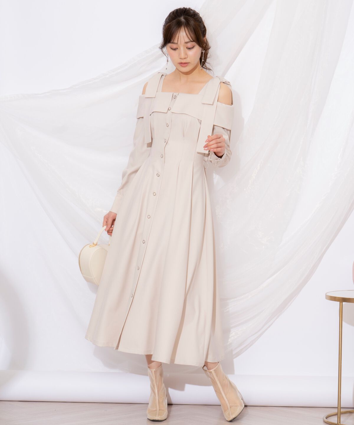 WILLSELECTION「ショルダーリボンタックウエストシャツワンピース」|ワンピース|