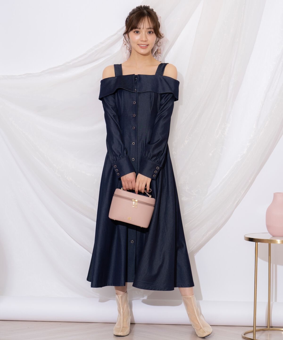 WILLSELECTION「ショルダーリボンタックウエストシャツワンピース」|ワンピース|