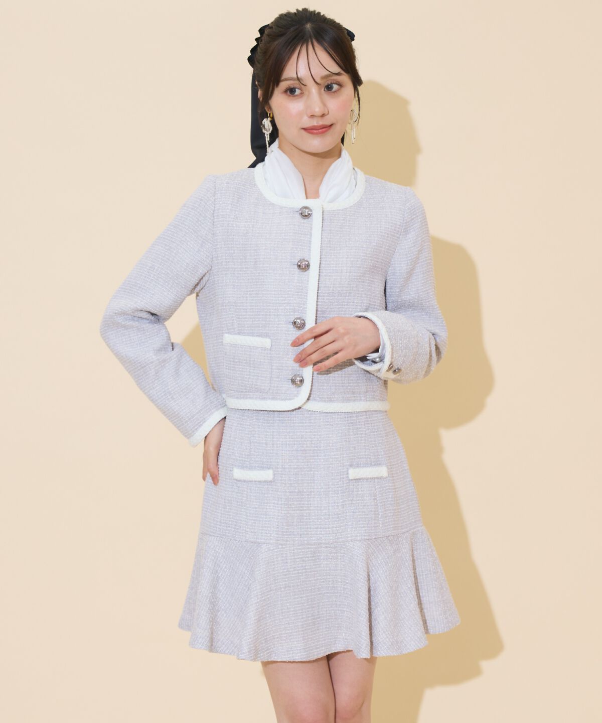 WILLSELECTION「ブレードデザインノーカラーツイードジャケット」|ノーカラージャケット|