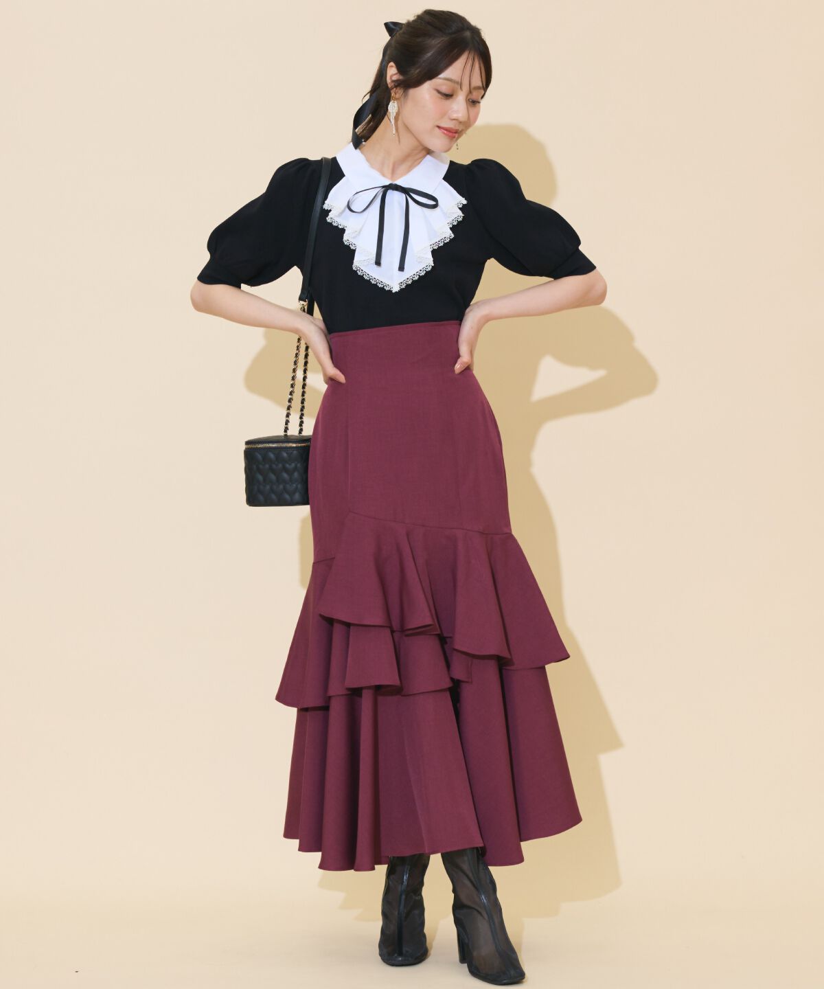WILLSELECTION「アシメレイヤードハイウエストスカート」|フレア|