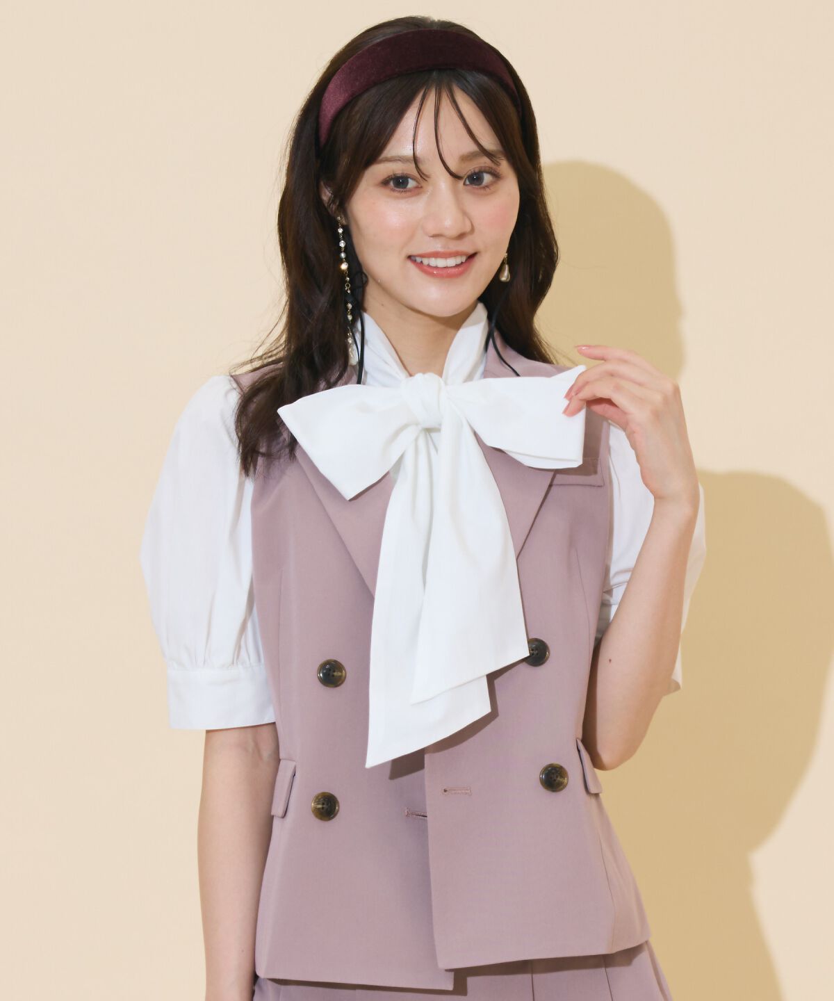 WILLSELECTION「ダブルボタンショートジレ」|その他|ピンク