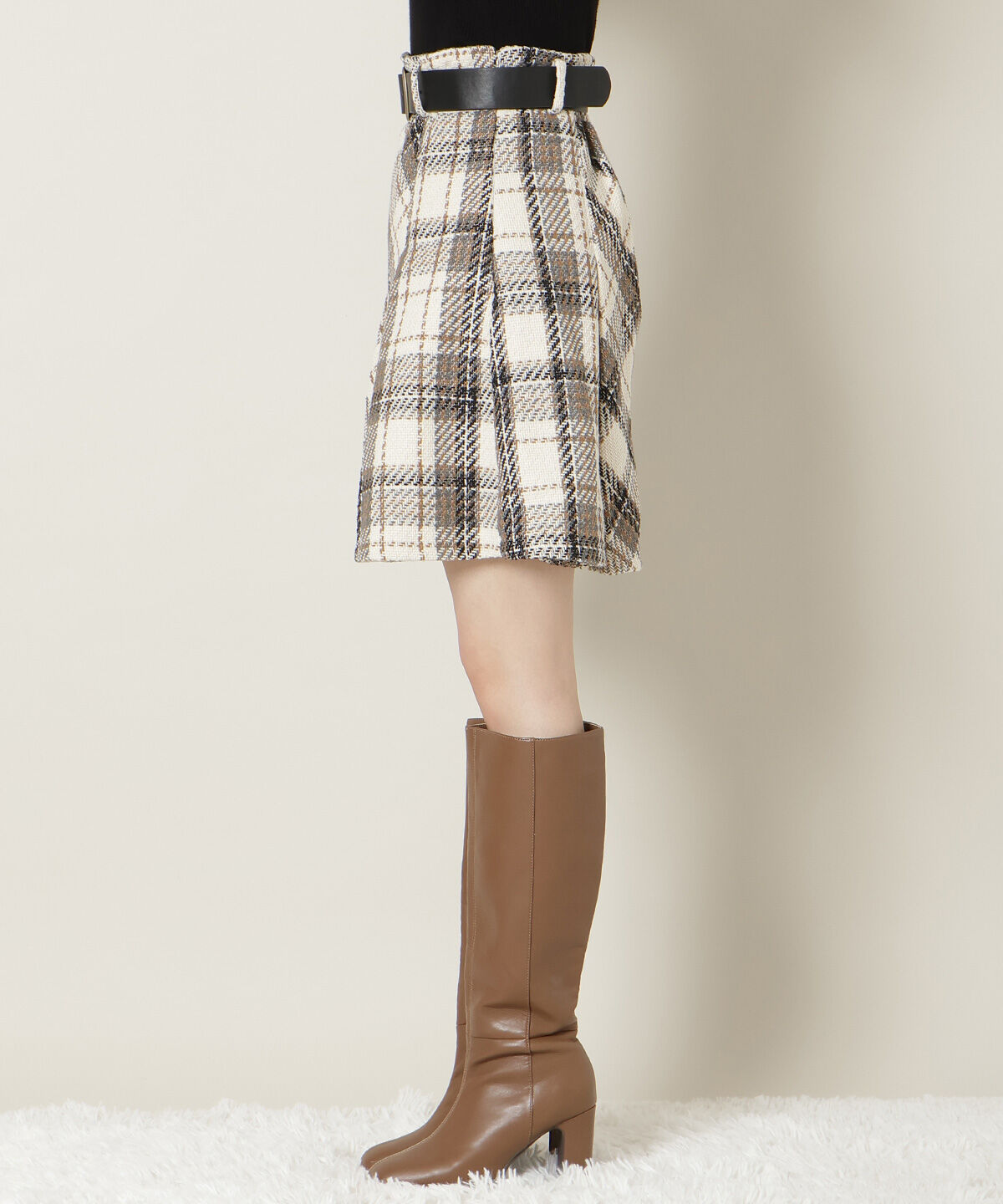 WILLSELECTION「ベルト付きツイードミニスカート」|フレア|