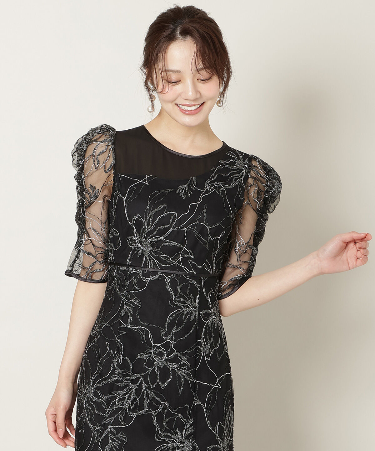 WILLSELECTION「刺繍レースアシンメトリーマーメイドワンピース」|ドレス|