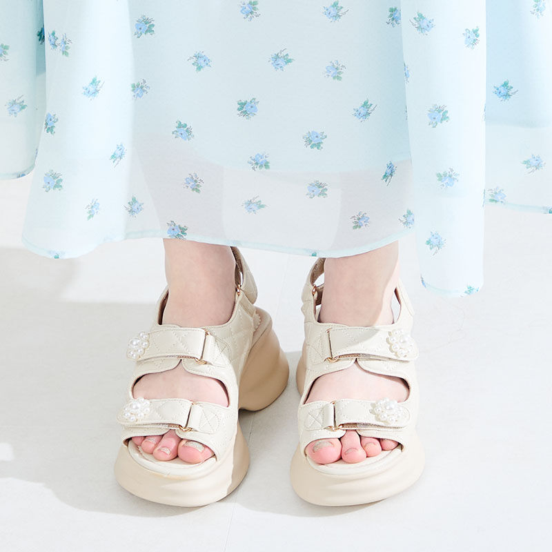 ORiental TRaffic「●2026春夏新作●パール&times;キルティング厚底サンダル/61209」|サンダル|