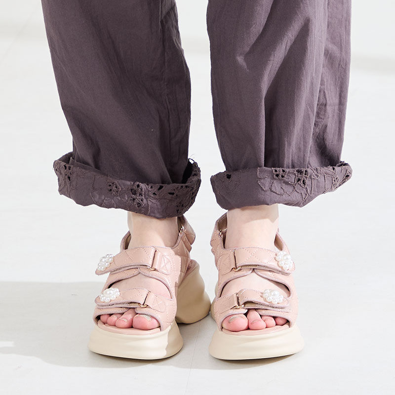 ORiental TRaffic「●2026春夏新作●パール&times;キルティング厚底サンダル/61209」|サンダル|PINK