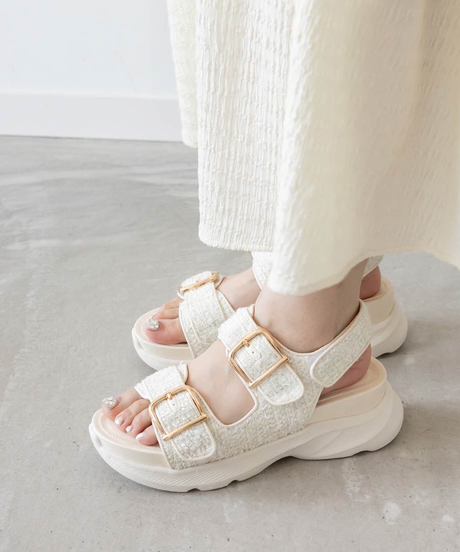  「ダブルベルトツイードスポーツサンダル」|サンダル|