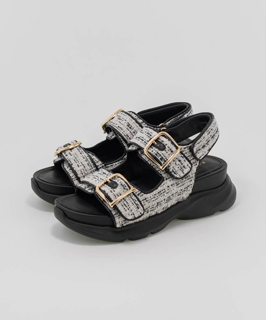  「ダブルベルトツイードスポーツサンダル」|サンダル|