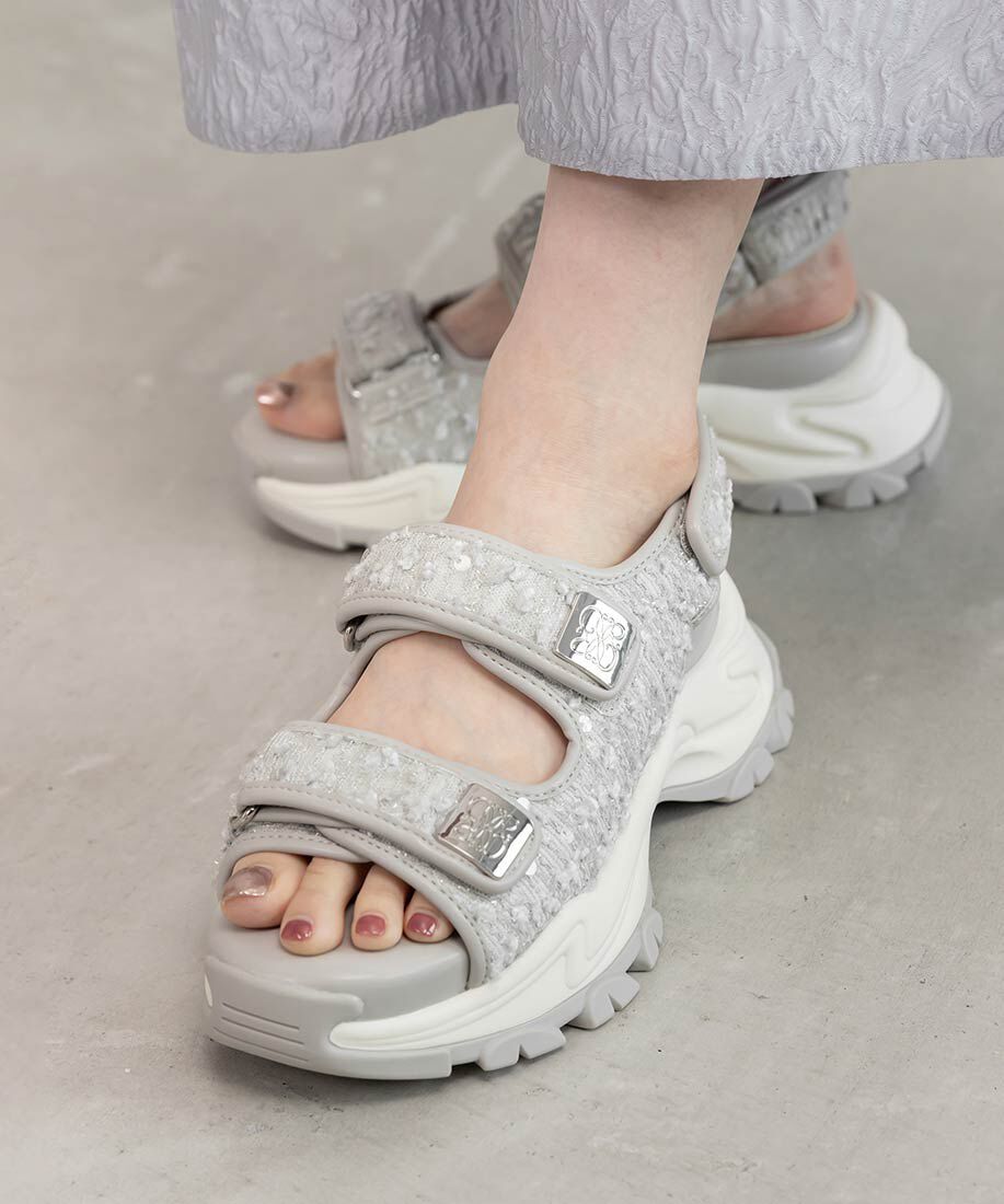  「モノグラムスクエアパーツスポーツサンダル」|サンダル|グレー