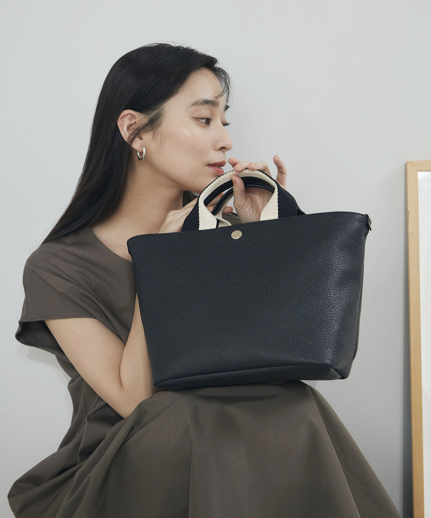 TOPKAPI BREATH「【Breath TOPKAPI】SCOTCH GRAIN スコッチグレイン プレーン バイカラーハンドル ミニ トートバッグ」|トートバッグ|