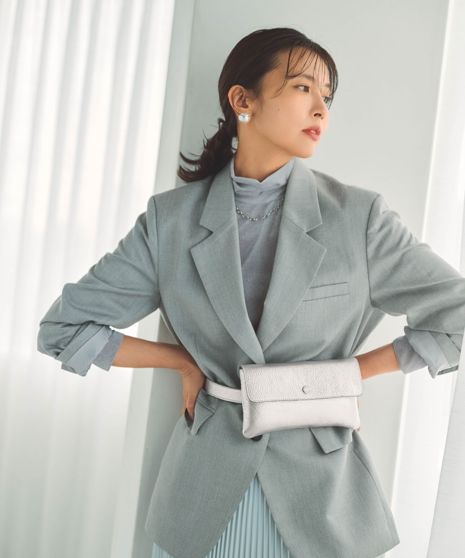 TOPKAPI BREATH「【Breath TOPKAPI】シュリンクレザー 3way ミニ ボディバッグ」|ショルダー・メッセンジャー|シルバー