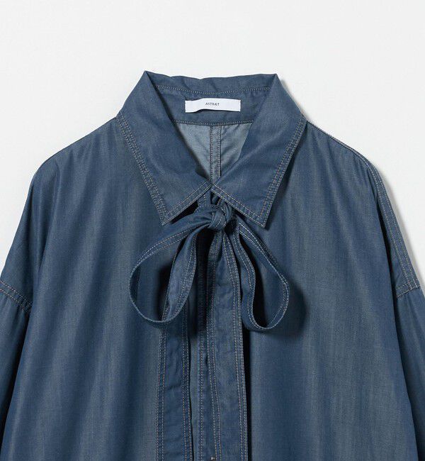 ASTRAET「＜ASTRAET＞デニムライク リボン シャツワンピース」|ワンピース|