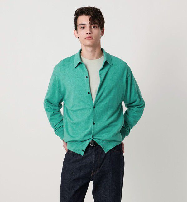 UNITED ARROWS「ピマコットン アルパカ ポロカラー カーディガン」|カーディガン|TURQUOISE