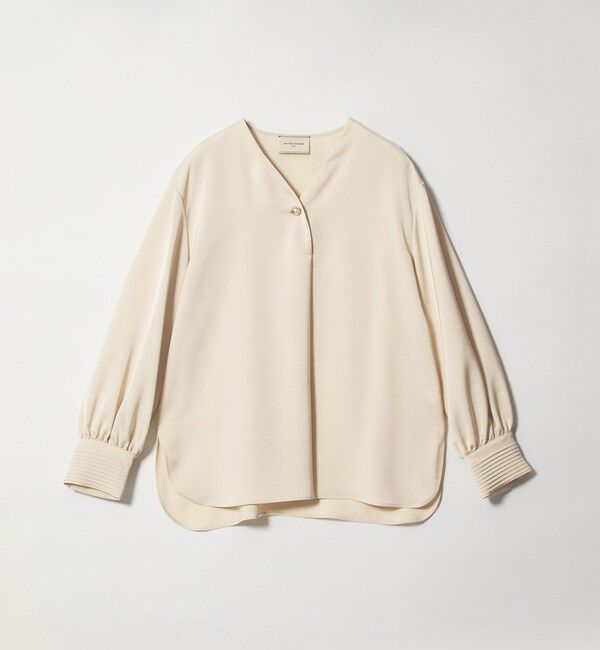 UNITED ARROWS「サテン Vネック ブラウス ‐ウォッシャブル‐」|シャツ・ブラウス|