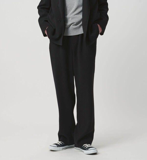 UNITED ARROWS「ポリエステルサブレ モダンストレート イージーパンツ」|スラックス|BLACK