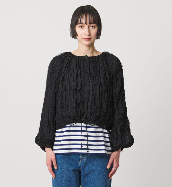 UNITED ARROWS「シャーリング フリル ブラウス」|シャツ・ブラウス|