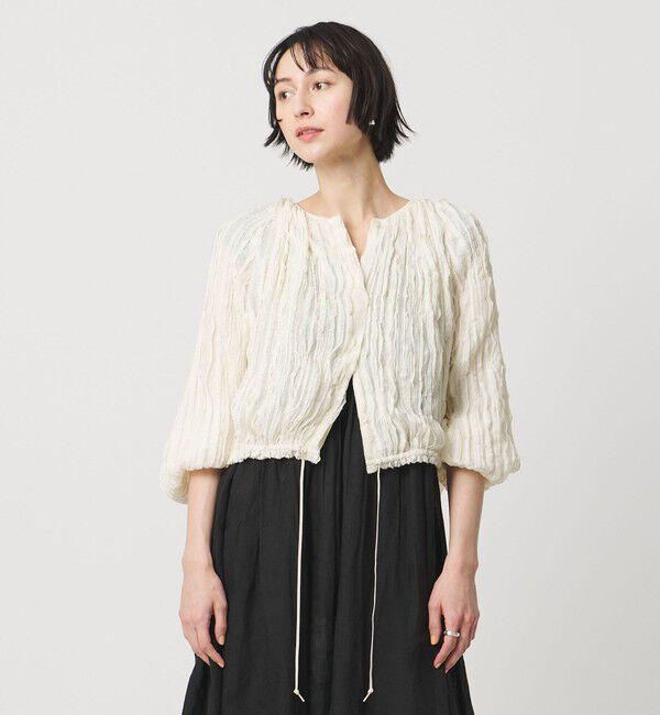 UNITED ARROWS「シャーリング フリル ブラウス」|シャツ・ブラウス|