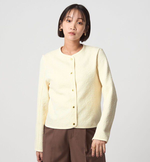 UNITED ARROWS green label relaxing「ブリスタージャカード ノーカラー カットソー カーディガン」|カーディガン|