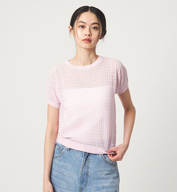 EMMEL REFINES「＜EMMEL REFINES＞EM HW スカシアミ ショートスリーブ ニット」|ニット・セーター|