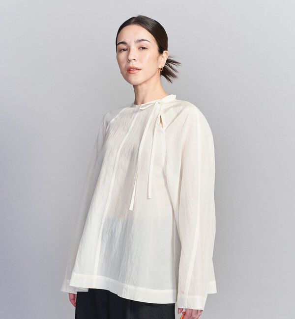 BEAUTY&YOUTH UNITED ARROWS「キュプラ リボンタイノーカラーブラウス」|シャツ・ブラウス|