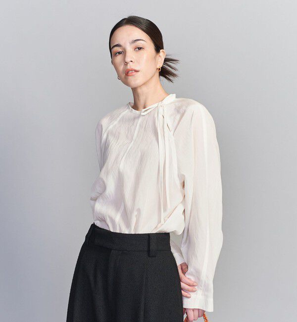 BEAUTY&YOUTH UNITED ARROWS「キュプラ リボンタイノーカラーブラウス」|シャツ・ブラウス|