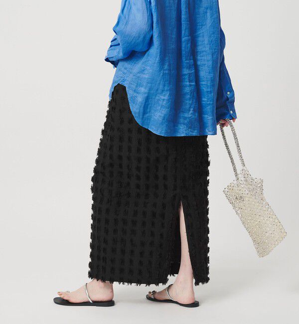 BEAUTY&YOUTH UNITED ARROWS「スクエア フリンジ ジャガード スカート」|スカート|BLACK